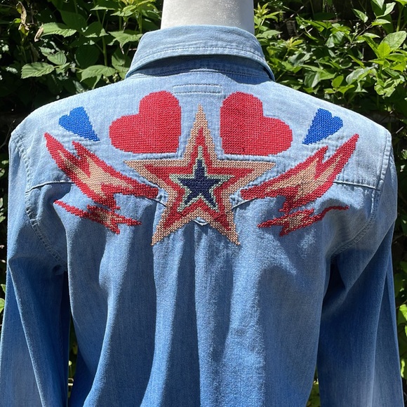 MOTHER | All my ex's embroidered denim shirt (Surf Girl School) - Picture 13 of 16